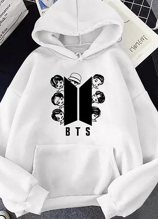 Худі з принтом "bts" бтс 3 біле, зима, xl
