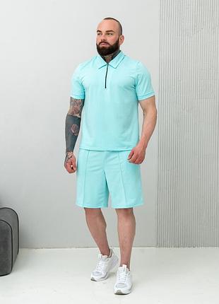 Комплект чоловічий футболка шорти блакитний xl