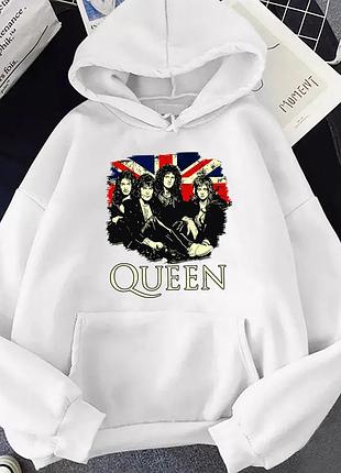 Худи с принтом "rock. queen" 3 белый, весна/осень, 3xl