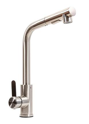 Смеситель кухонный с выдвижной лейкой fc-1 platinum (brush)