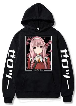 Худі аніме «darling in the franxx, zero two» 10 зима, чорний