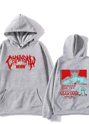 Худі аніме манга «chainsaw man» (людина бензопила) 1 весна/осінь, сірий, l