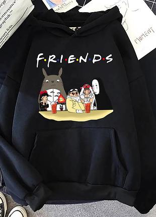 Худі аніме "занесені примарами" friends тоторо 1 чорне, зима, 2xl