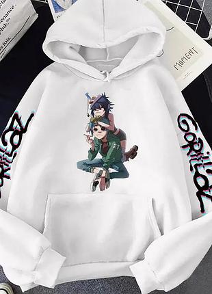 Худі gorillaz (горилаз) 2 весна/осінь, білий, xl