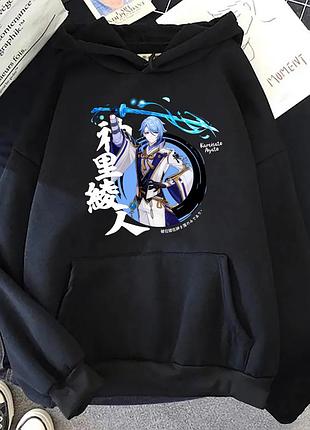 Худи аниме "genshin impact" геншин импакт 11 зима, черный, 2xl