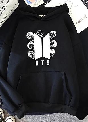 Худі з принтом "bts" бтс 3 чорне, весна/осінь, l