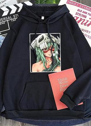 Худі з аніме принтом "bleach" бліч 2 зима, чорний, 3xl