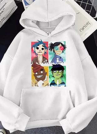 Худі gorillaz (горилаз) 5 весна/осінь, білий, xl