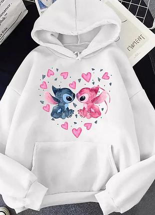 Худі з принтом "стіч" stitch (ліло і стіч) 2 білий, зима, m