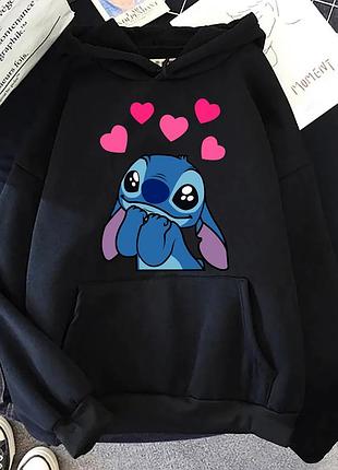 Худі з принтом "стіч" stitch (ліло і стіч) 4 чорний, весна/осінь, m