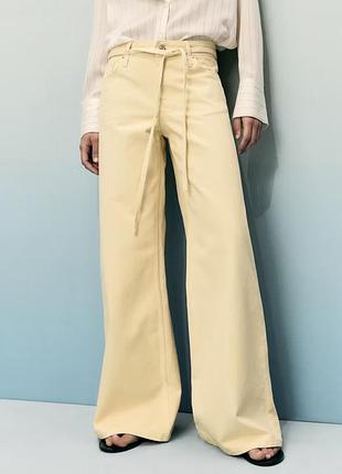 Широкі джинси mango wide leg вайд лег оверсайз жовті прямі рівні