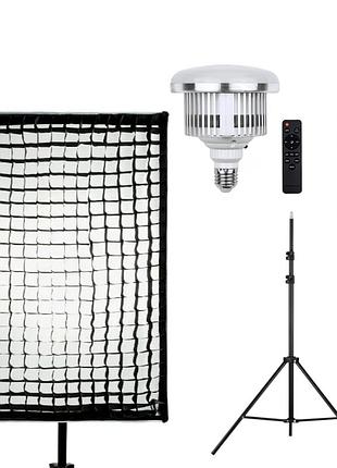 Комплект постоянного света: софтбокс с сотами 50×70 см, led-лампа 150w (150 вт) с пультом и штативом, регулировка яркост