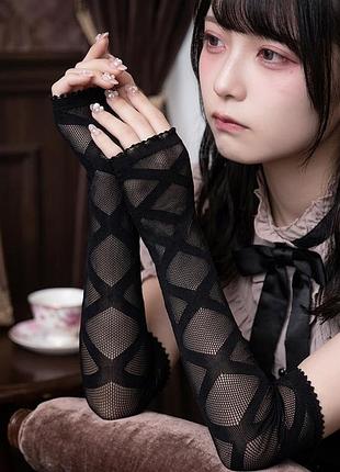 Мітенки сітка бандажний стиль gothic jirai kei dark lolita