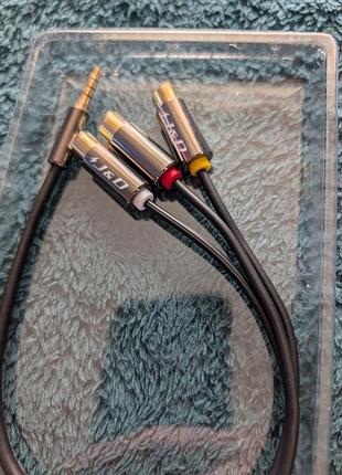 Кабель j&d 3.5 мм — 2x rca позолоченный черный