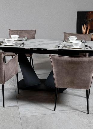 Стол луара 140(200)*80*76 laminam bianco statuario venato (3mm)