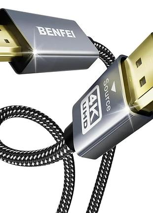 Кабель-переходник hdmi на displayport benfei 4k uhd однонаправленный, нейлоновый видеокабель для монитора (hdmi-dp)