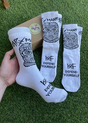 Високі білі шкарпетки manto x krf  defend yourself