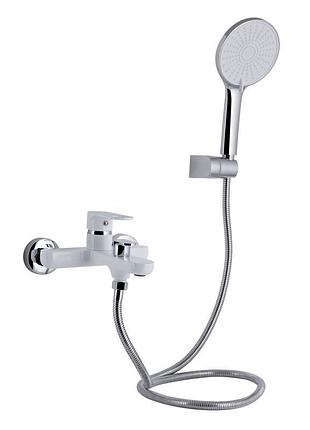 Змішувач для ванни qtap jay (з душовим гарнітуром) qtjay259crw45553 chrome/white