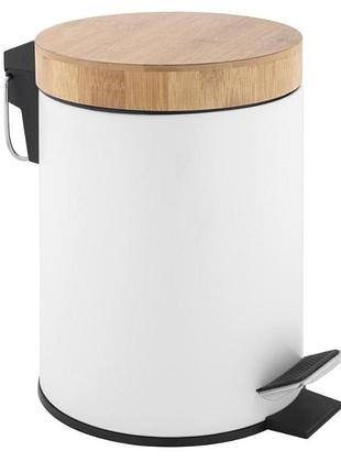Корзина для мусора yoka bin white bamboo 3л. для ванной комнаты *