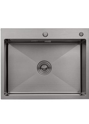 Кухонна мийка kroner krp schwarze - 6350hm pvd (3.0/1.0 мм)