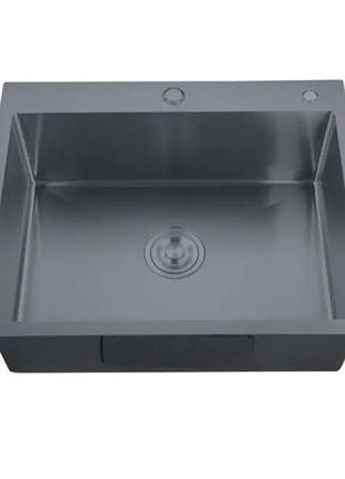 Мойка zerix zh5050-215 nano-black (3.0/0.8) из нержавеющей стали (mx1582)