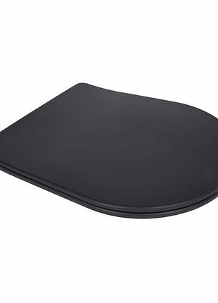 Сиденье для унитаза (robin 660, scorpio 520,660) 460x362x50 мм, matt black, с микролифтом, slim duroplast, quick release