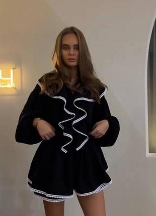 Женский стильный романтичный костюм двойка из качественной ткани софт