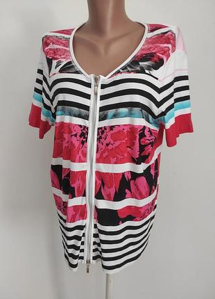 Женская натуральная коттоновая футболка на молнии xl/xxl