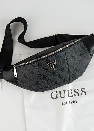 Жіноча сумка "бананка", слінг на пояс і на груди guess (7518-1) сіра