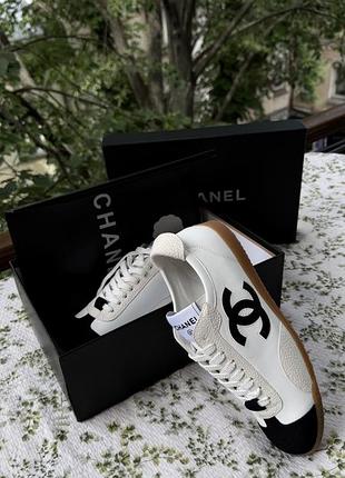 Кросівки chanel trainers білі, шкіра ягняти та замша, 38
