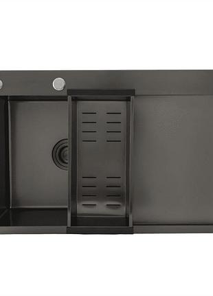 Кухонная мойка gappo gs7850-6l накладная 780x500 мм, поверхность pvd, чаша левая
