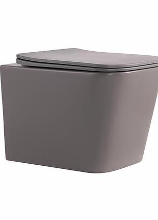 Унітаз підвісний tern ultra quiet 490×365×325 мм, stone grey, з сидінням slim duroplast / soft-close / quick release