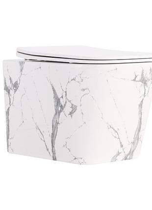 Унитаз подвесной tern ultra quiet 490×365×325 мм, marble, c сиденьем slim duroplast / soft-close / quick release qt17332303asmr