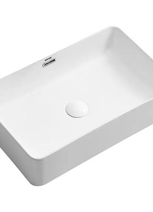 Раковина накладная mixxus premium quadro-0209 600х370х140mm с переливом (mp6522)