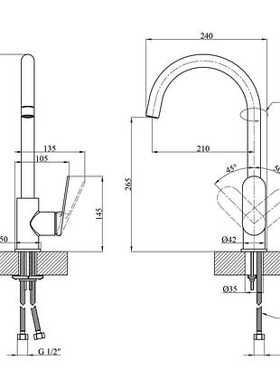 Змішувач для кухні kroner element 211512b-5301