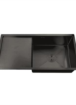 Мойка zerix zh7844b-215 (3.0/1.0) pvd-black с сушилкой для посуды