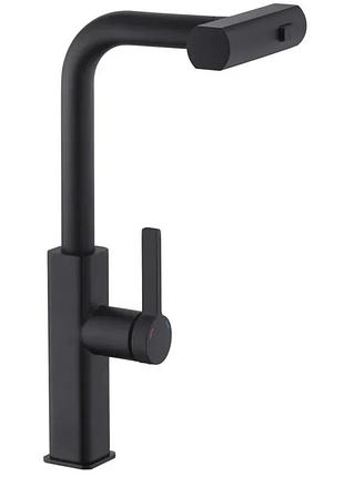 Смеситель для кухни с выдвижным изливом mixxus premium hammer 014 black (mi6954)