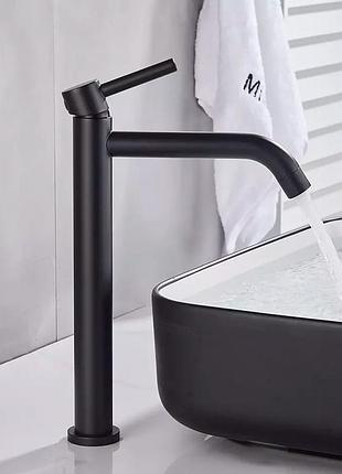 Змішувач високий чорний для раковини futura 435-22 black