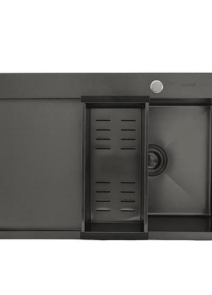 Кухонная мойка gappo gs7850-6r накладная 780x500 мм, поверхность pvd, чаша правая