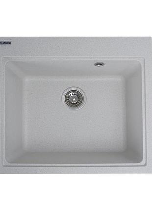 Гранитная мойка для кухни platinum 5852 vesta матовая белая в точку