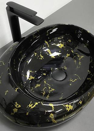 Умывальник (раковина) vbi riccia black marmo glossy накладной