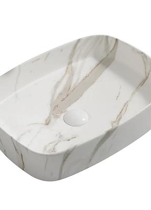 Раковина накладная mixxus premium bevel-0102 marble 495х370х135mm (mp6519)