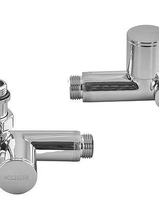 Комплект кранів для рушникосушки кутовий koer kr.set.551 - m1/2''xm1/2'' під тен хромований (kr5841)