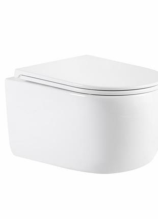 Унітаз підвісний qtap taurus ultra quiet 515×360×350 мм, white, з сидінням slim duroplast / soft-close / quick release