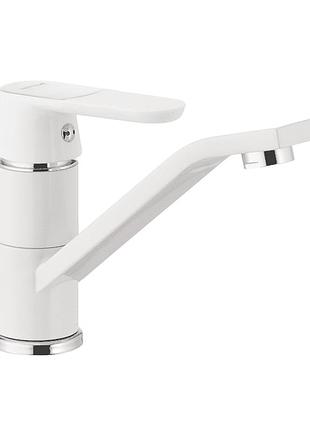 Смеситель для умывальника mixxus premium tiger 555 гайка (излив 15 см) белый (mi0574)