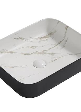 Раковина накладная mixxus premium diverse-0110 marble-black 500х390х130mm (mp6517)