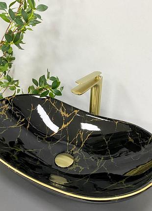 Умывальник (раковина) vbi turin marble black glossy накладной