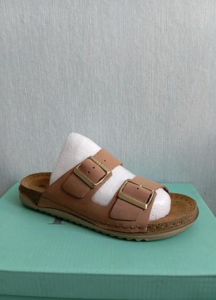 Кожаные шлепанцы, женские,37,23.5 см, натуральная кожа, кожа кожаная подошва, нюдовый цвет