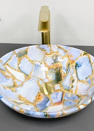 Умывальник (раковина) vbi parma marble blue glossy накладной