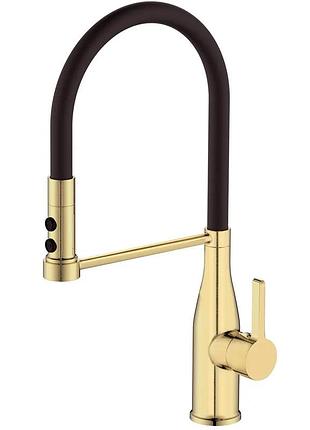 Смеситель для кухни mixxus premium summer 017 brushed gold refl.black (mi6964)